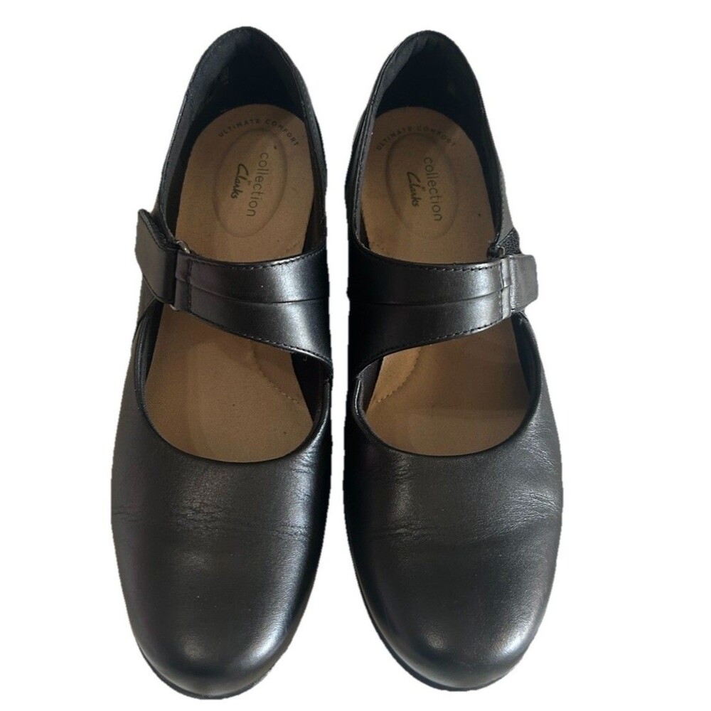 Clarks Women's 8M Emslie Lulin Black Mary Jane Pumps Block Heels Comfort - Picture 3 of 12